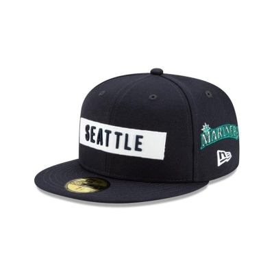 Seattle Mariners Gorra | New Era MLB Boxed Wordmark 59fifty Fitted Cap Mexico - Azules